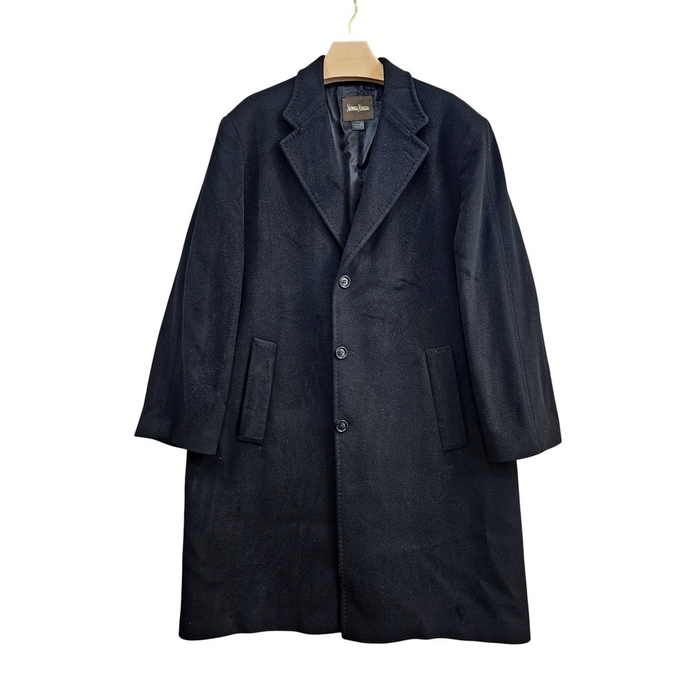 Neiman Marcus Overcoat Mens XXL Black 100% Cashmere Italy Long Trench Coat 56R